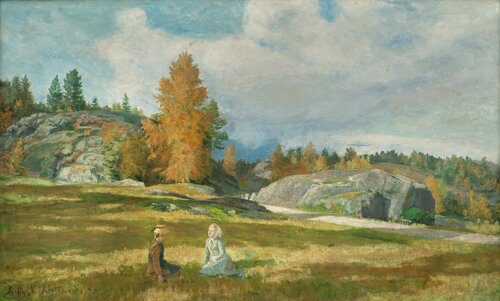 Two seated Girls on a Meadow