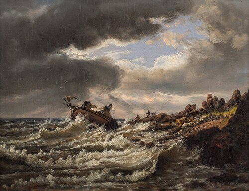 Skipsvrak ved kysten av Kullen 1829