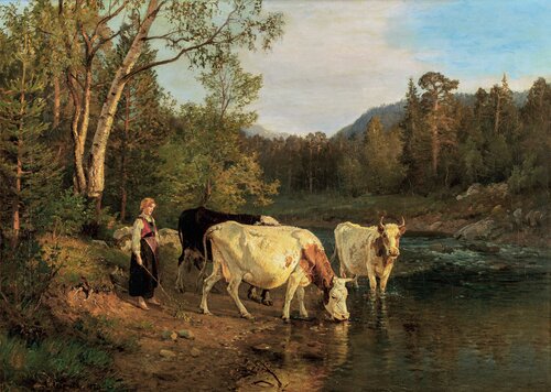 Dairy-Woman and Cattle by the Watering Spot 1870