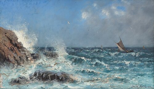Sailing boats in rough seas