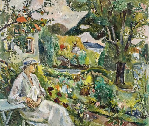 Arne Kavlis hustru i hagen på Rønnes 1933