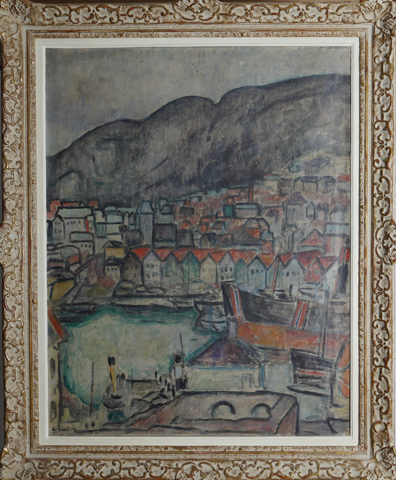 Kavli, Arne (1878-1970), Fra Vågen i Bergen med Bryggen 1916