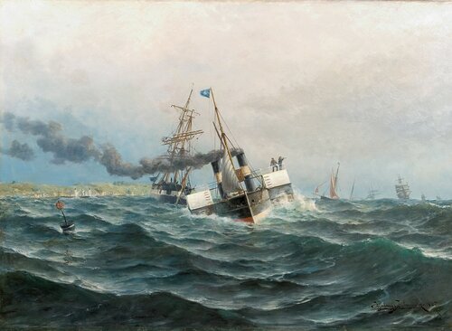 Hjuldamper og seilskute 1887