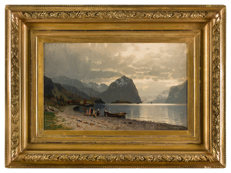 Folkeliv ved fjordbredd 1876