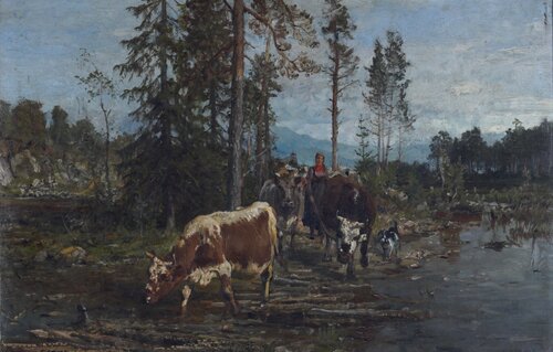 Kyr ved vanningssted 1899