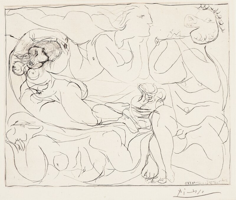 Flute Player and three Naked Women / Flûtiste et trois femmes nues