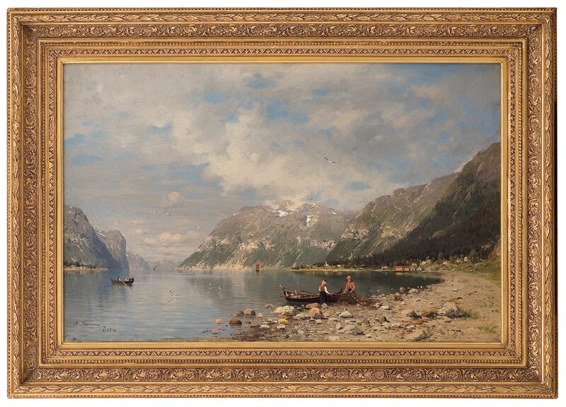 Fjord landscape with fishermen 1878