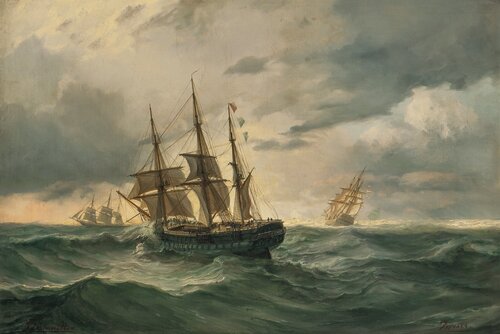 Seilskuter til havs 1864