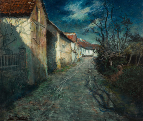 Village in moonlight