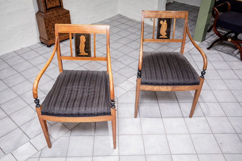 Et par empire armstoler, Danmark, 1800-tallets første del