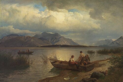 Fiskere ved innsjø 1868