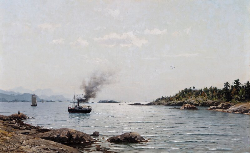 Steamboat and ships at the coast