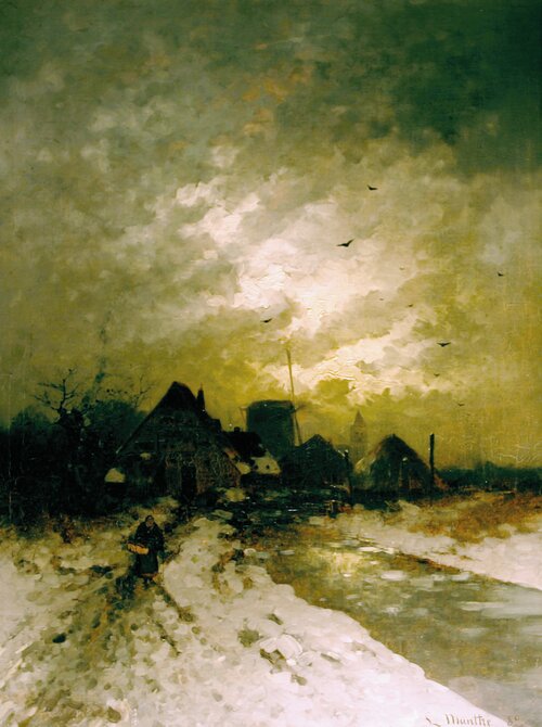 Vinterlandskap med mølle 1882