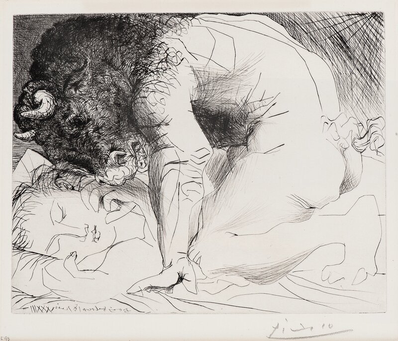 Minotaur caressing a Sleeping Woman / Minotaure caressant une Dormeuse