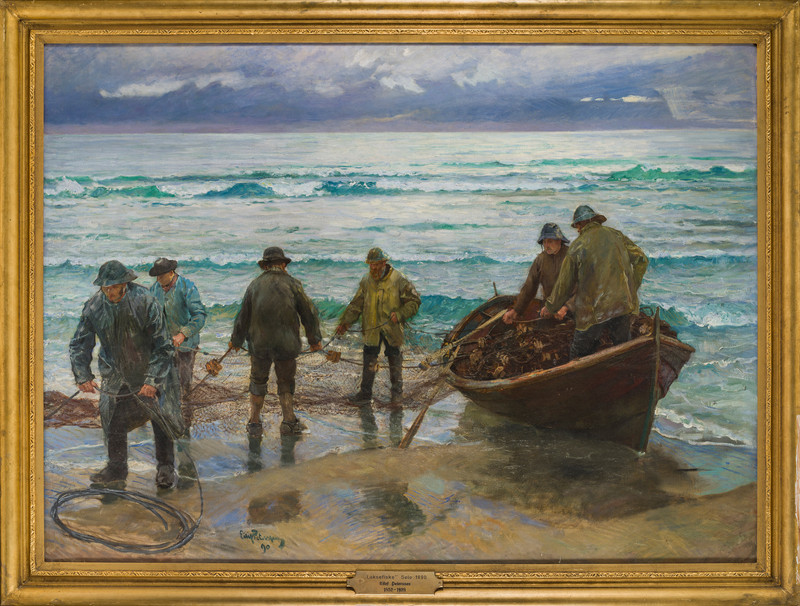 Peterssen, Eilif (1852-1928), Laksefiske, Sele 1890