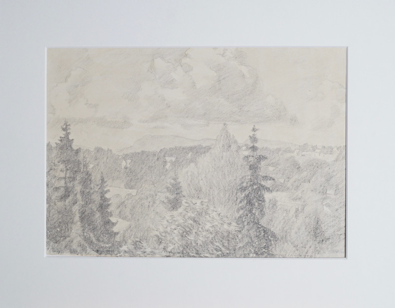 Werenskiold, Erik (1855-1938), Landscape in Bærum, Kolsåstoppen, and Skaugumåsen 1919