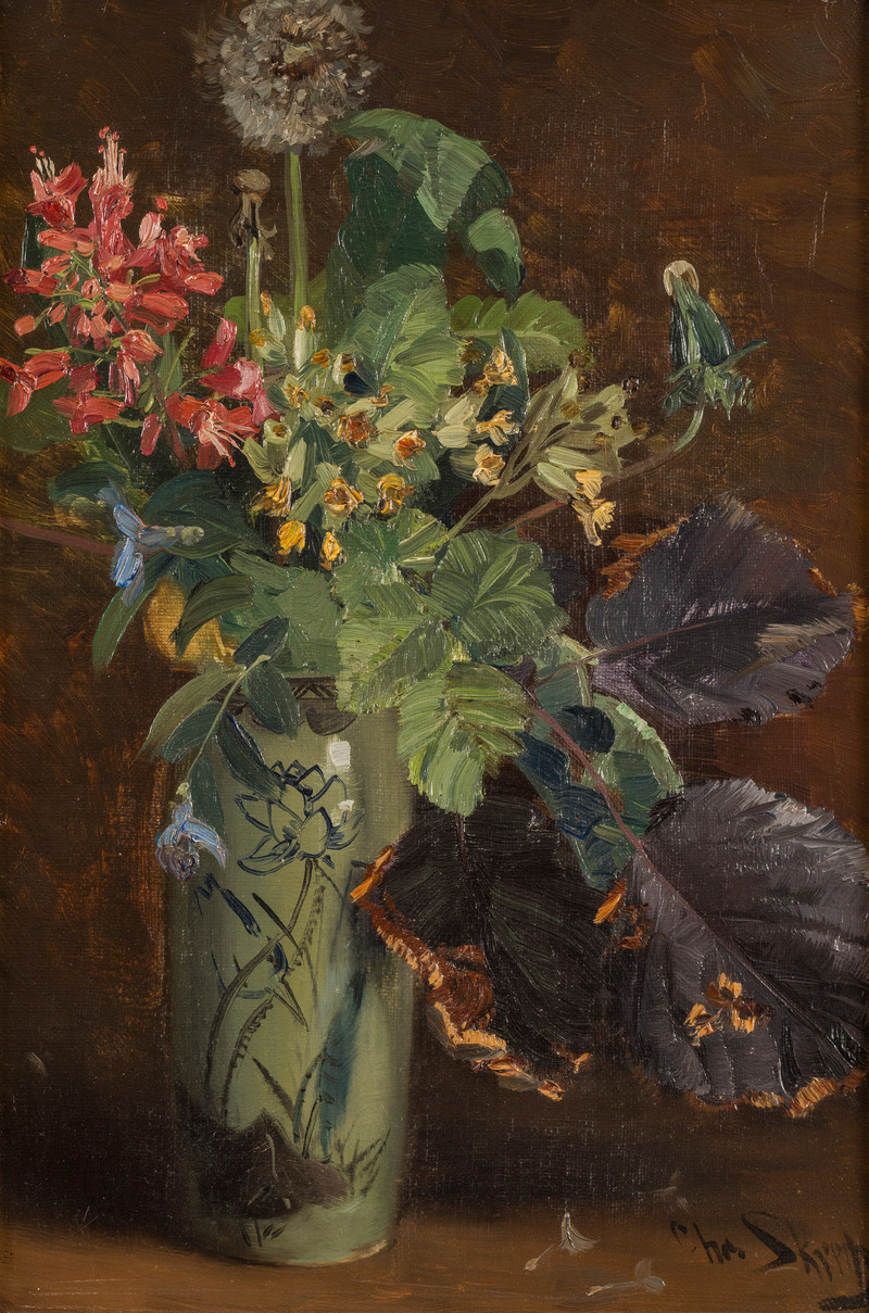 Skredsvig, Christian (1854-1924), Blomster i krukke II, ca. 1887