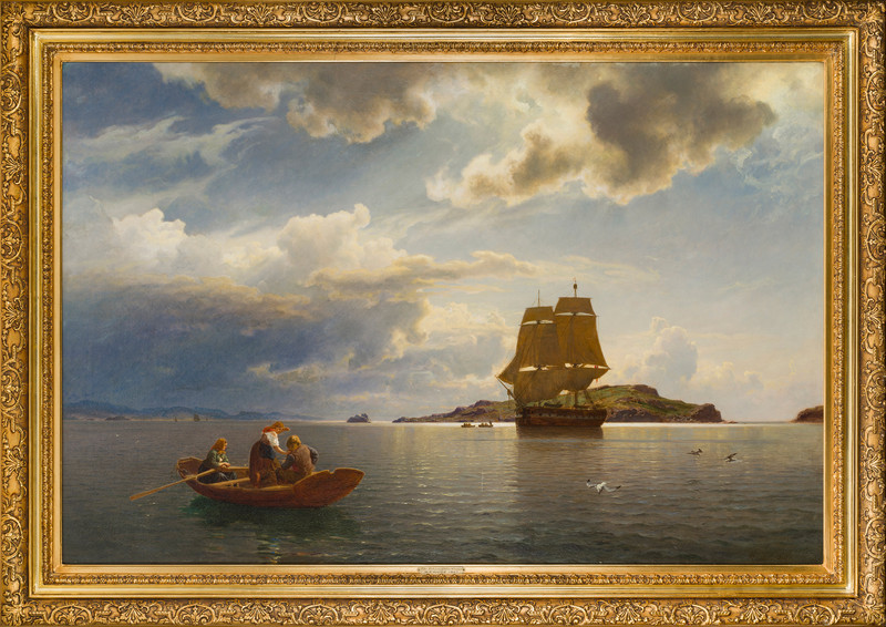 Gude, Hans Fredrik (1825-1903), Whalers Returning to Christiania Fjord 1867