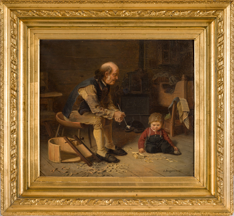 Bergslien, Knud (1827-1908), Interiør med to generasjoner 1867