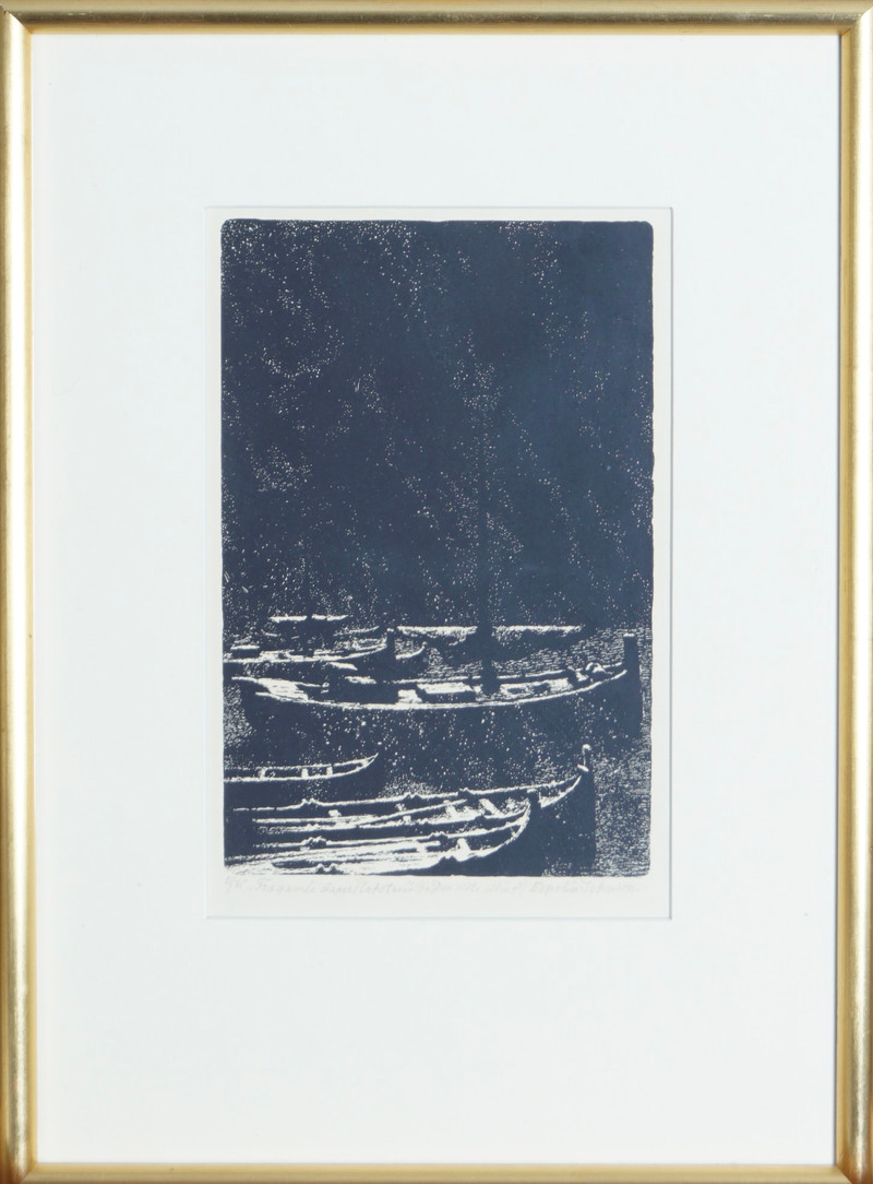 Johnson, Kaare Espolin (1907-1994), Fra gamle dagers Lofoten (Snøvær), 1974