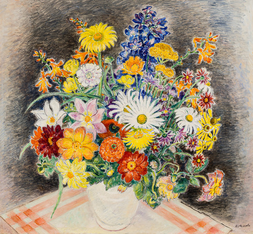 Kavli, Arne (1878-1970), Oppstilling med blomster i krukke