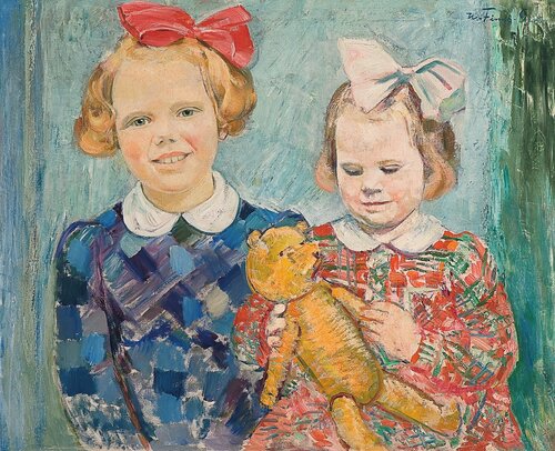 To barn med bamse