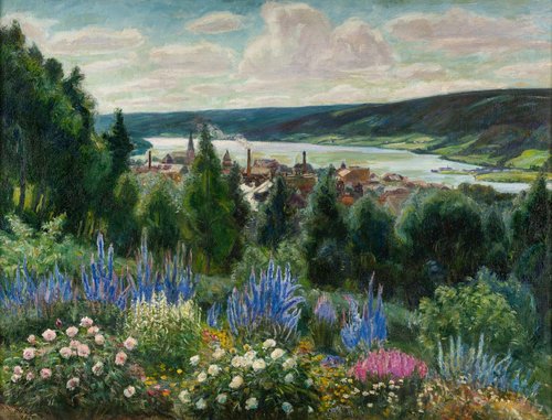 From the Artist's Garden, view over Lillehammer 1926