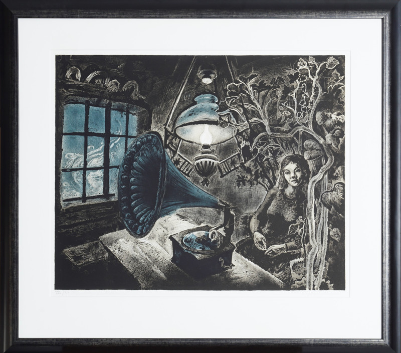 Johnson, Kaare Espolin (1907-1994), Piken med grammofonen, 1968