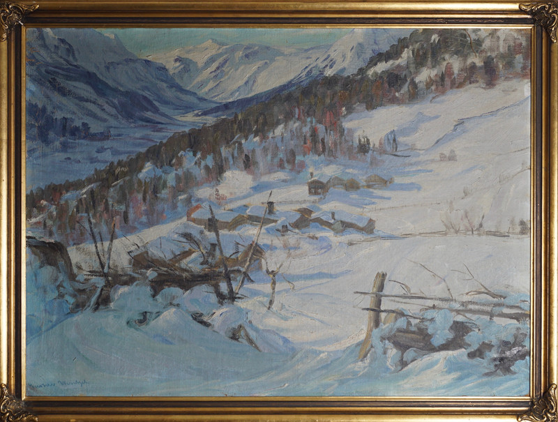 Wentzel, Gustav (1859-1927), Fjellgård, vinter 