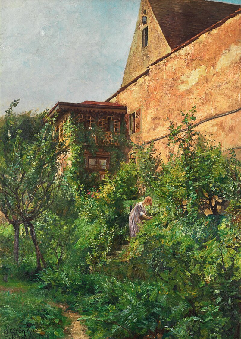 Kvinne i hage, Inhofen 1916