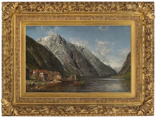 Fjord landscape with people