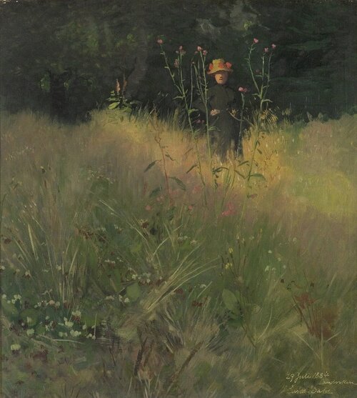 Pike i blomstereng 1884