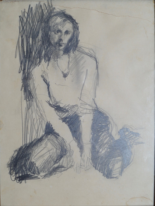 Sketch of Henny Moan Sitting