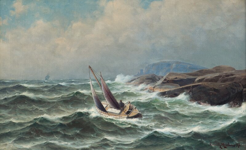 Losskøyte på vei ut mot seilskute 1897