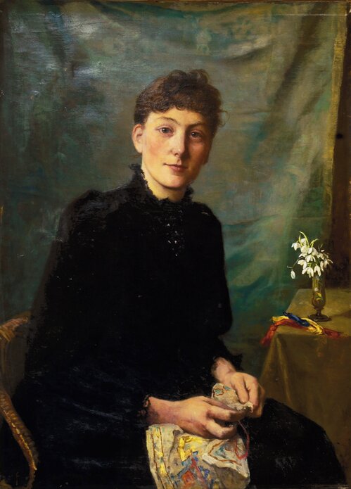 Kvinne som syr 1891