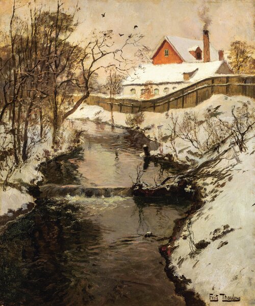 River Landscape with Factory Buildings, Winter