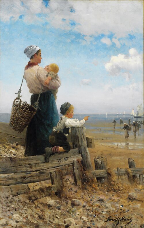 Fiskerkone med barn