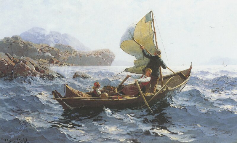 Woman, Man and Child in an Oselver Boat