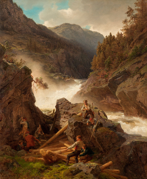 Waterfall with Timbermen 1858