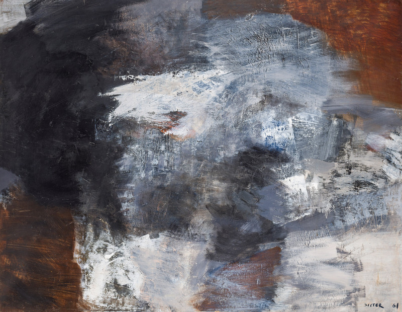 Sitter, Inger (1929-2015), Komposisjon I. Svart, hvitt, brunt 1961