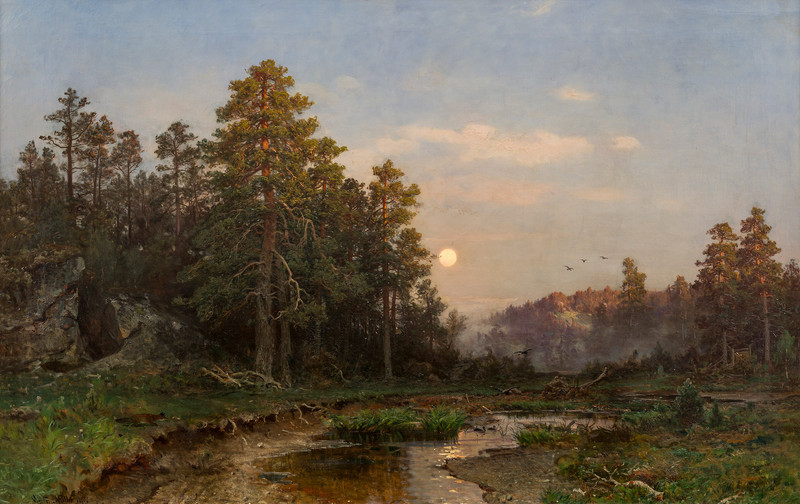 Furuskog med tjern 1875