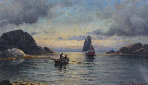 Seilbåt og robåt med fiskere 1914