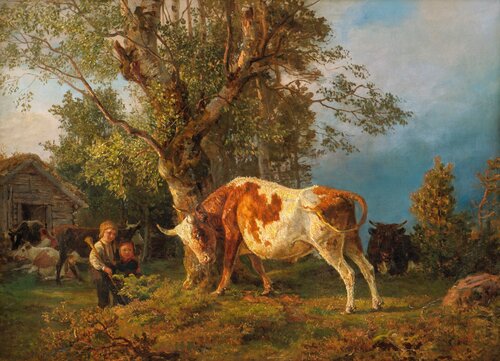 Children, ox and cows 1861