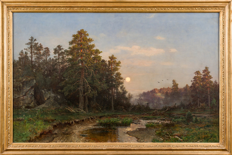 Furuskog med tjern 1875