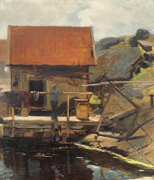 Mann på brygge, Svinør 1883