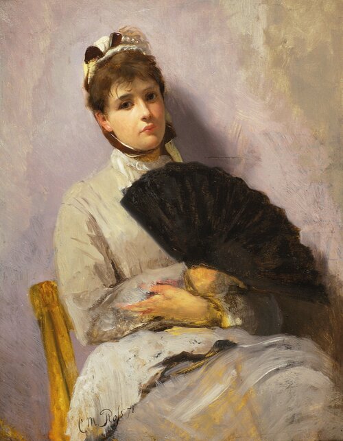 Ung kvinne med vifte 1878