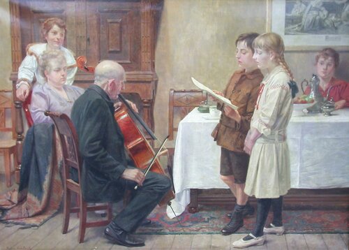 Familien holder konsert 1917