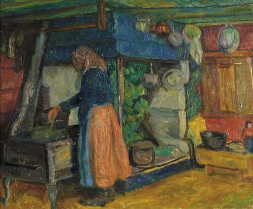 Kjerring som koker graut Gausdal 1912
