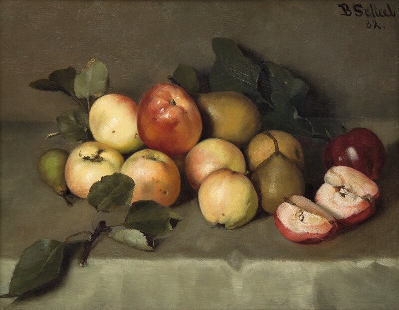 Oppstilling med epler og pærer 1882