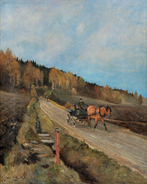 On the road with horse and carriage 1888
